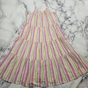 Womens relaxed flowy maxi pastel striped dress size Large spring summer gift